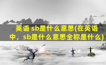 英语 sb是什么意思(在英语中，sb是什么意思全称是什么)